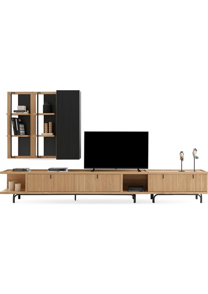 Enza Home Austin Maxi Tv Ünitesi, 350X45 cm - Açık Meşe