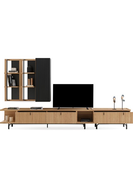 Enza Home Austin Maxi Tv Ünitesi, 350X45 cm - Açık Meşe