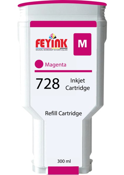 Feyink® Hp 728 Magenta 300 Ml. Kırmızı Orijinal Mürekkep Dolumlu Feyink Kartuş Uyumlu Makineler: T730, T830