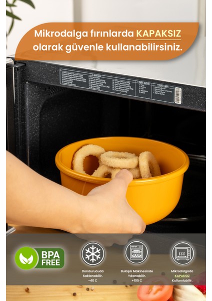3'lü Set Ayza Buzdolabı Düzenleyici - Mikrodalga Ve Difriz Uyumlu Saklama Kabı 1500-2500-4500 ml