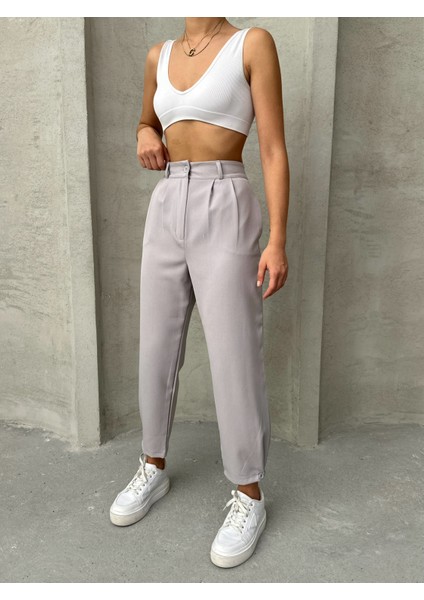 Kadın Pileli Paçası Düğmeli Pantolon fiyatları