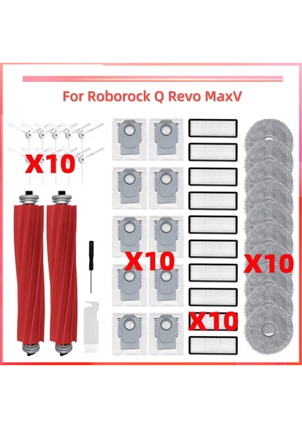 Roborock Q Revo Maxv Robot Süpürge Ana Yan Fırça Hepa Filtre Paspas Toz Torbası Yedek Yedek Parçalar Aksesuarlar (Yurt Dışından)