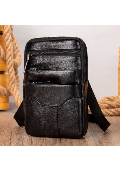 Mva Erkek Crossbody Çanta Hakiki Deri Omuz Crossbody Çanta Cep Telefonu Çantası Ilk Katman Inek Derisi Erkek Çantası Bel Çantası Ins Trend Marka (Yurt Dışından)