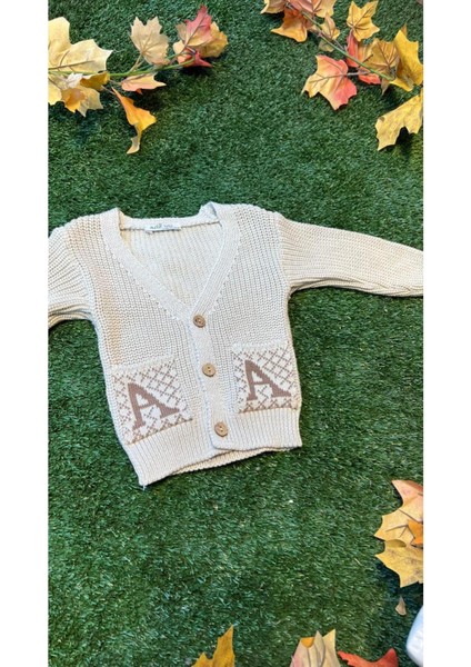 Triko Düğmeli Hırka Unisex Taş