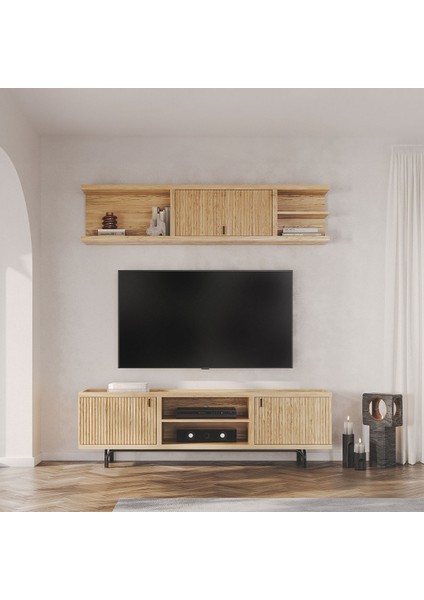 Enza Home Austin Mini Tv Ünitesi, 250X45 cm - Açık Meşe