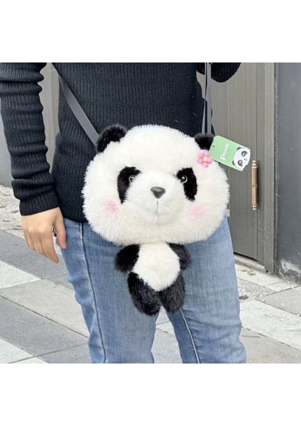 Yaratıcı Sahte Vizon Çiçekli Panda Crossbody Çanta (Yurt Dışından)