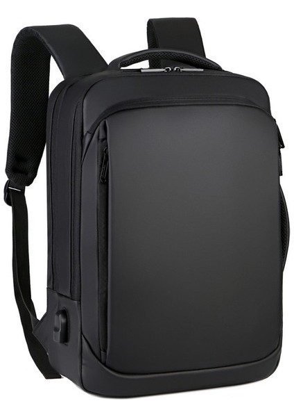 15.6 Inç USB Şarj Portlu Suya Dayanıklı Laptop Sırt Çantası - Siyah (Yurt Dışından)