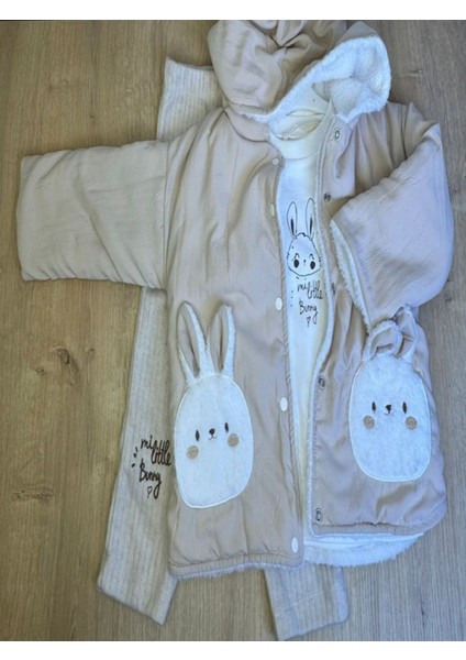 Kıpırık Baby3'lü Kız Çocuk Çocuk Içi Polarlı Ceket 2 Iplik Sweatshirt ve Pantalon Takım