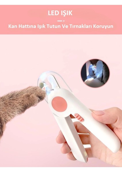 Yüksek Hassasiyetli Led Işıklı Evcil Hayvan Kedi Köpek Tırnak Makası Ve Törpü Ergonomik Tasarım Ve Kaymaz Tutuş