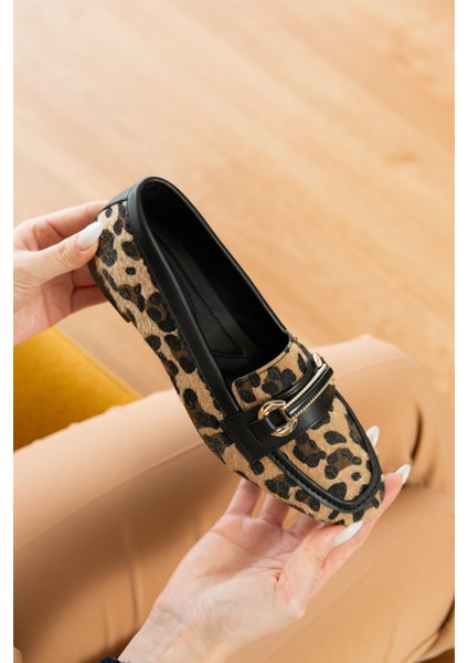 Fabri Leopar ( 1 cm Topuklu ) Küt Burunlu Burun Babet fiyatları