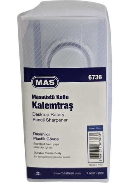 6736 Masaüstü Büyük Kollu Kalemtraş - Mavi