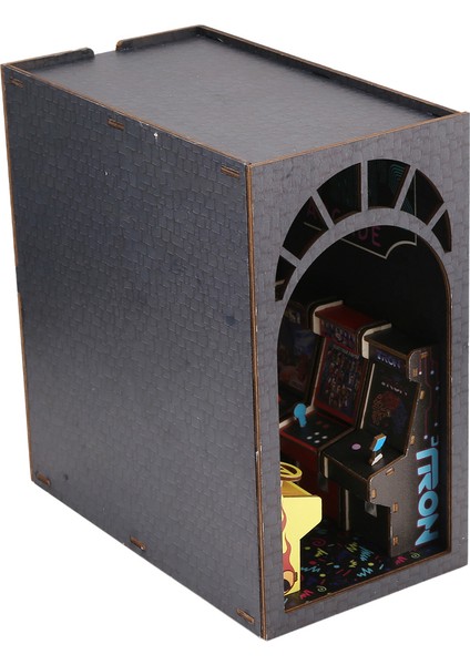 's Arcade Temalı Kitap Köşesi, 3D Ahşap Bulmaca Kendin Yap Kitap Köşesi Seti, LED Kitaplık Rafı Eki (Yurt Dışından)