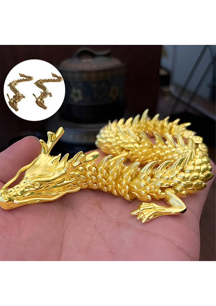 Hareketli Eklemli Altın Ejderha, Çin Zodyağı Koleksiyon Figürleri Masa Dekoru Süsü, 3D Heykel (Yurt Dışından) modelleri