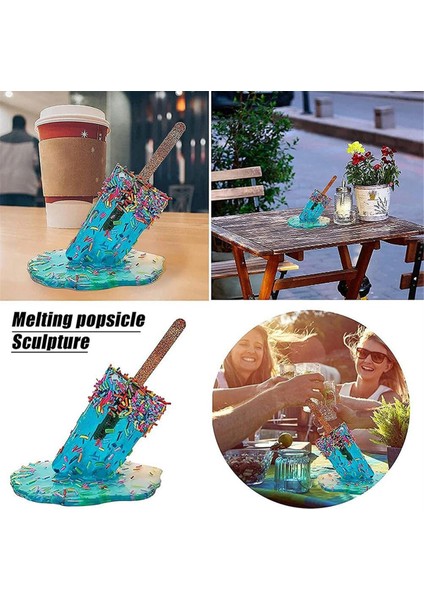 2 Adet Popsicle Dekorasyonu, Eriyen Süsler Dondurma Heykelleri Yaz Serin Ev Dekorasyonu-B (Yurt Dışından)