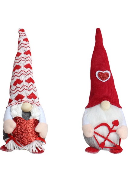 Sevgililer Günü Cüce Peluş Gün Cüceleri Dekoru 2 Adet Bay ve Bayan Isveç Tomte Sevgililer Günü Hediyeleri (Yurt Dışından)