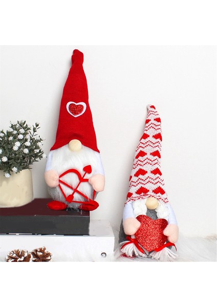 Sevgililer Günü Cüce Peluş Gün Cüceleri Dekoru 2 Adet Bay ve Bayan Isveç Tomte Sevgililer Günü Hediyeleri (Yurt Dışından)