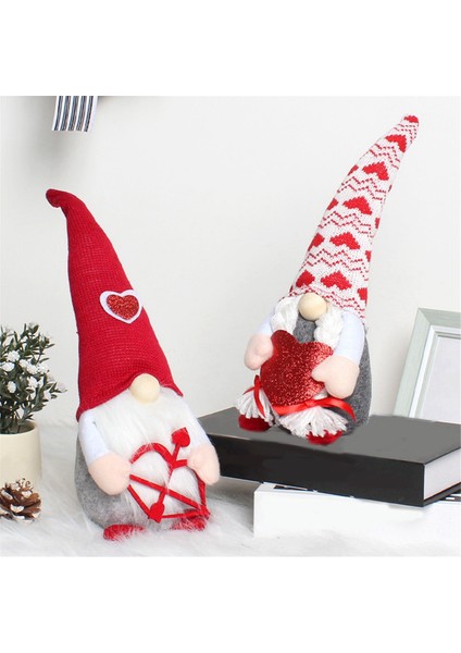 Sevgililer Günü Cüce Peluş Gün Cüceleri Dekoru 2 Adet Bay ve Bayan Isveç Tomte Sevgililer Günü Hediyeleri (Yurt Dışından)