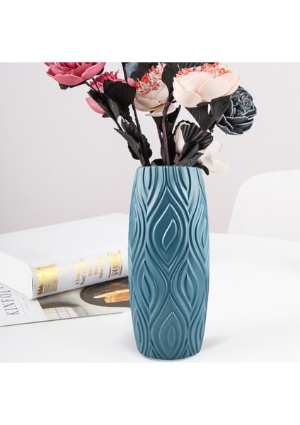 Nordic Vase Islak Çiçekli Saksı Çağdaş Sağlam ve Cilalı, Dokusu Bakımı Kolay, Mavi (Yurt Dışından)