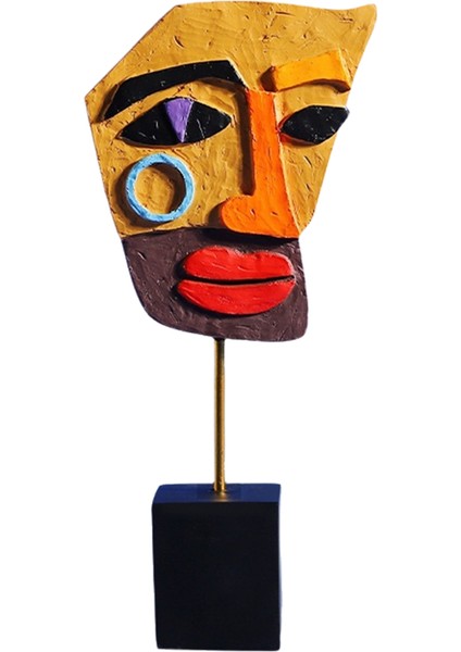 Modern Soyut Maske Heykel Ev Heykel Dekorasyon Reçine Figür Süslemeleri Oturma Odası Masaüstü Dolap Yüz El Sanatları, B (Yurt Dışından)