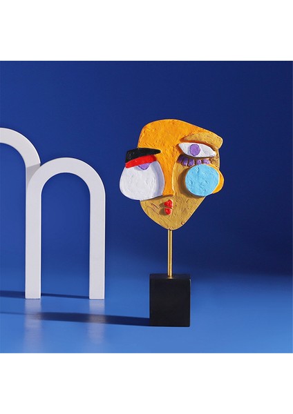 Modern Soyut Maske Heykel Ev Heykel Dekorasyon Reçine Figür Süslemeleri Oturma Odası Masaüstü Dolap Yüz El Sanatları, B (Yurt Dışından) indirimleri