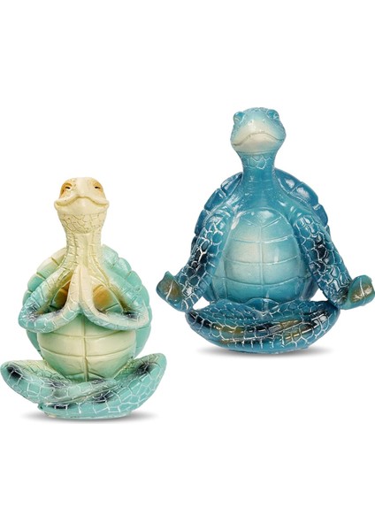 2 Adet Deniz Kaplumbağası Meditasyon Ev Dekoru, Heykelcik, Ofis Için Dekor Yoga Reçine Heykeli (Yurt Dışından)