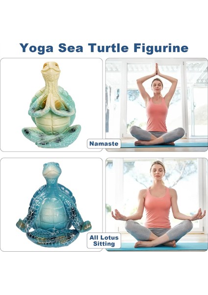 2 Adet Deniz Kaplumbağası Meditasyon Ev Dekoru, Heykelcik, Ofis Için Dekor Yoga Reçine Heykeli (Yurt Dışından)