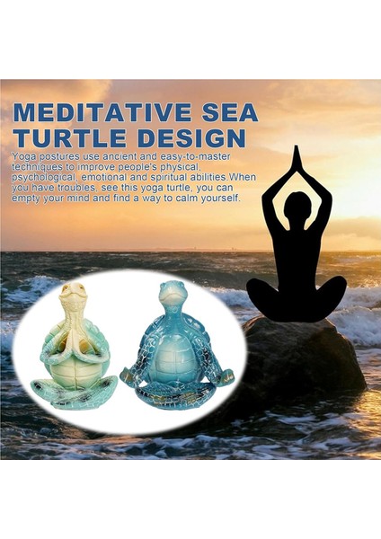2 Adet Deniz Kaplumbağası Meditasyon Ev Dekoru, Heykelcik, Ofis Için Dekor Yoga Reçine Heykeli (Yurt Dışından)