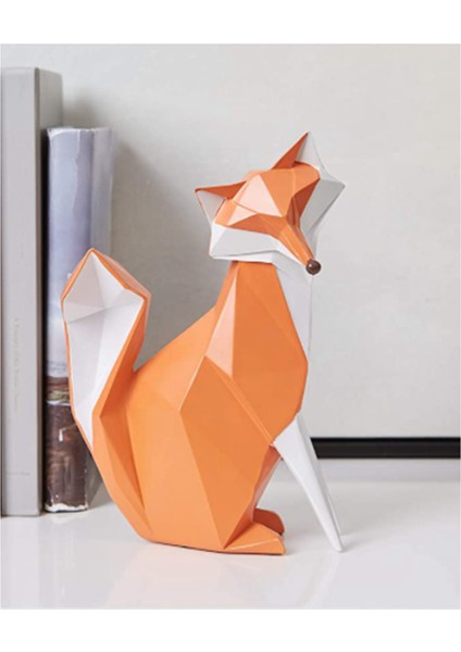 Tilki Heykeli Heykeli Geometrik Hayvan Dekoru Ev Hediyeleri Hediyelik Eşyalar Hediye Kutusu Polireçine Dekorasyon 20X7X16CM (Yurt Dışından) fiyatları