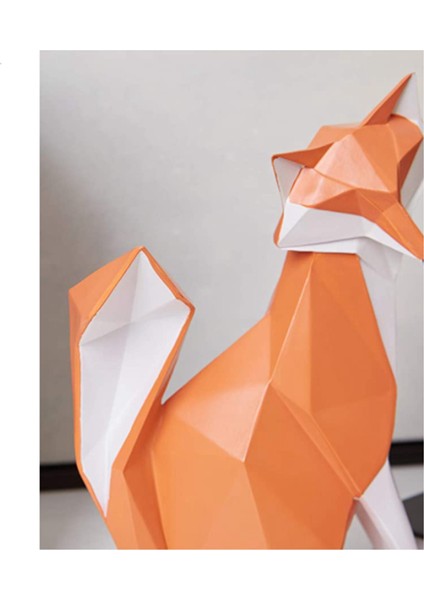 Tilki Heykeli Heykeli Geometrik Hayvan Dekoru Ev Hediyeleri Hediyelik Eşyalar Hediye Kutusu Polireçine Dekorasyon 20X7X16CM (Yurt Dışından) modelleri
