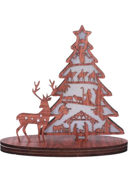 Ahşap Doğum Sahnesi Kitap Sergileme Işıklı, 3D Esintili Süs, Set Figürler (Yurt Dışından)