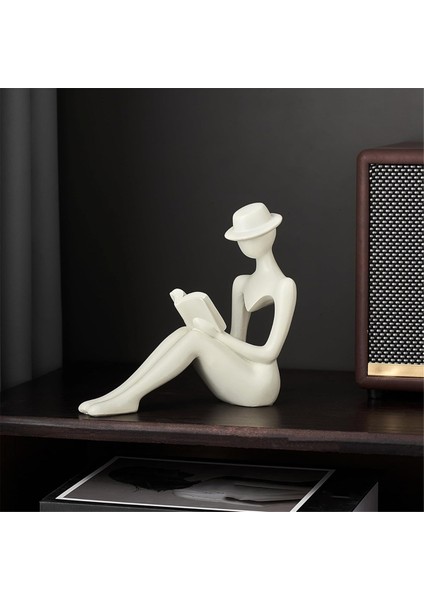 Modern Düşünürler Heykelleri Ev Dekoru Oturma Odası, Bej Heykel Raf Dekoru, Minimalist Soyut Heykel, B (Yurt Dışından)
