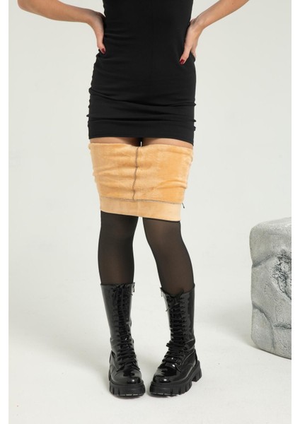 Madwoman thin Looking Içi Peluşlu Kışlık Termal Ten Görünümlü Siyah Peluş Tayt Külotlu Çorap fırsatları