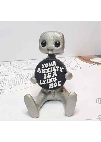 Zihinsel Sağlığınız Önemlidir Robot Figür Reçine Sanat Oyuncağı Kawaii Masa Arkadaşı C (Yurt Dışından)