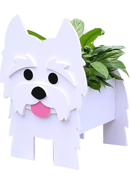 Sevimli Bahçe Köpek Çiçek Saksısı, Saksı Doğum Günü Hediyesi, Ofis, Iç/dış Dekorasyon Beyaz (Yurt Dışından)