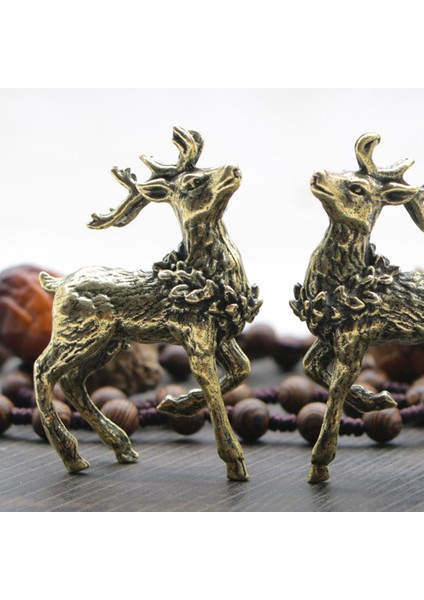 2 Adet Bronz Geyik Heykeli Mini Minyatür Aksesuarlar, Çay Masası, Masa (Yurt Dışından)