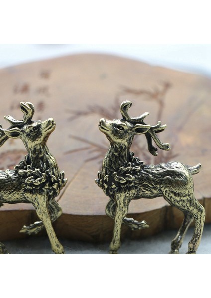 2 Adet Bronz Geyik Heykeli Mini Minyatür Aksesuarlar, Çay Masası, Masa (Yurt Dışından)