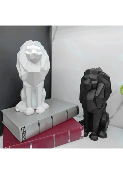1 Adet Aslan Heykelleri Geometrik Heykel Süslemeleri Iskandinav Ev Dekoru Reçine El Sanatları Oda Modeli B (Yurt Dışından)