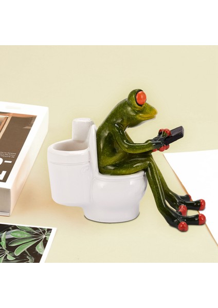 3D Kurbağa Heykel Bebek Figürleri Kawaii El Sanatları Oturma Tuvalet Süsleri Ev Dekoru Reçine Aksesuarları (Yurt Dışından) modelleri