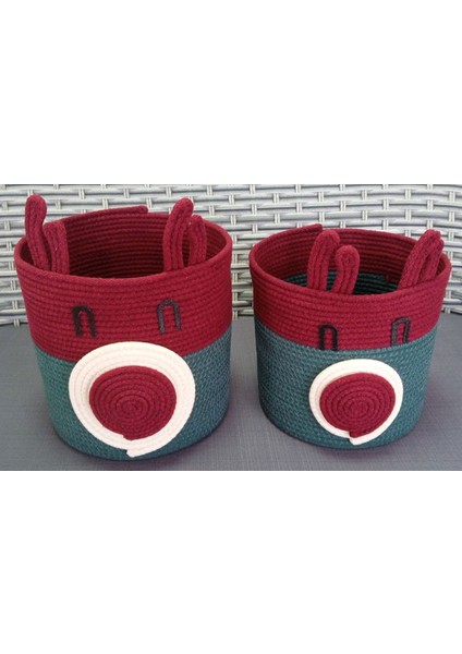 2 Adet 18*30CM Oyuncak Sepeti El Emeği Bordo