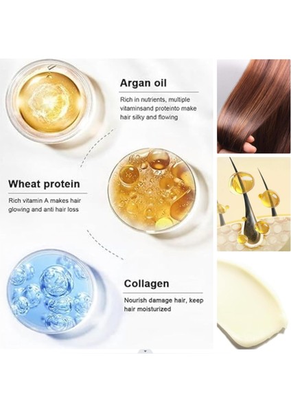 Kuru Saçlar Için Kolajen Saç Maskesi - Derin Nemlendirici Saç Bakımı - Argan Yağı Saç Onarıcı Maske - Doğal Besleyici Saç Bakım Maskesi - Vegan
