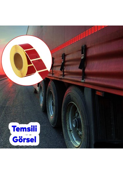 Tüvtürk Onaylı Kırmızı Kesik Reflektörlü Bant Gece Parlayan Ikaz Fosforlu Reflektif En 5 cm 5 mt