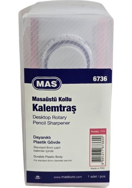 6736 Masaüstü Büyük Kollu Kalemtraş - Pembe