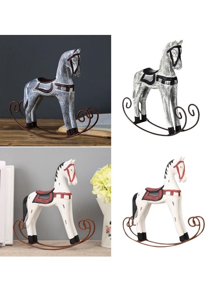 I Ahşap Sallanan At Süsleri Vintage Çalışma Gri (Yurt Dışından) modelleri