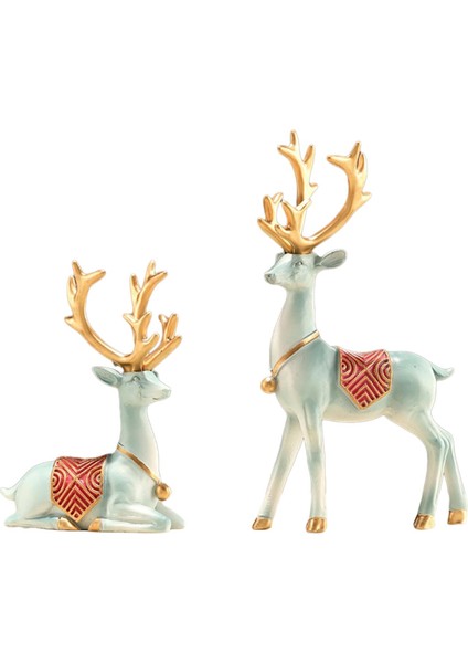 2 Geyik Figürleri Dekor Masaüstü Noel Partisi Cadılar I Mavi Için (Yurt Dışından)