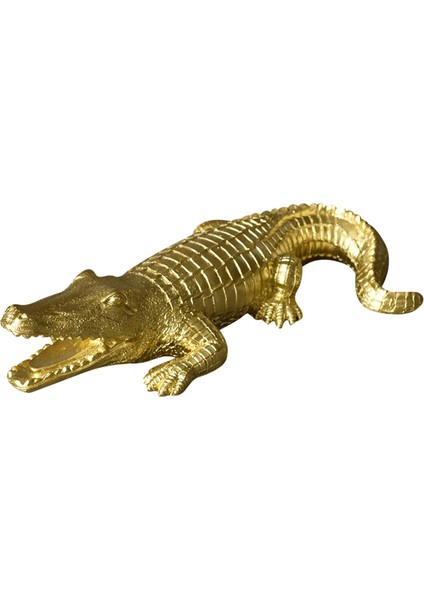 Timsah Heykelcik Hediye Süsü Timsah Heykeli Ofis Bahçe Balkon Altın (Yurt Dışından)