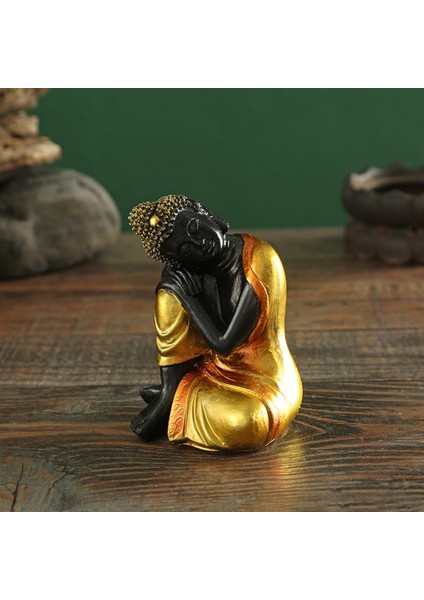 Oturan Buda Heykeli Meditasyon Heykelcik Üstü Sağa Doğru (Yurt Dışından)