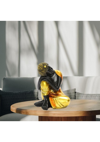 Oturan Buda Heykeli Meditasyon Heykelcik Üstü Sağa Doğru (Yurt Dışından)