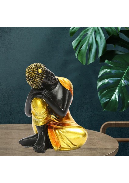 Oturan Buda Heykeli Meditasyon Heykelcik Üstü Sağa Doğru (Yurt Dışından)