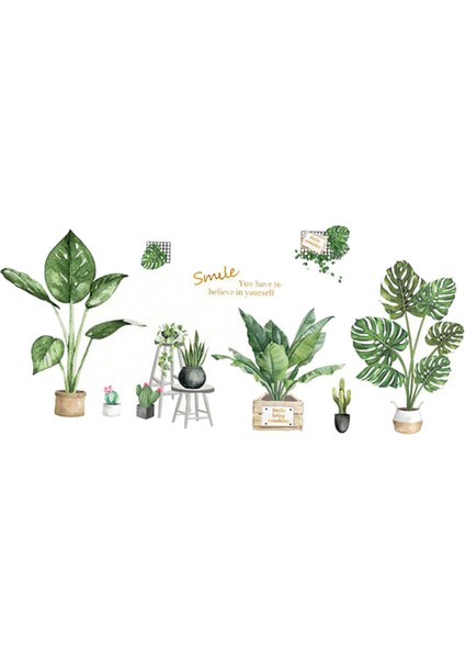 Yeşil Bitkiler Sticker Pvc Çıkarılabilir Çıkartmaları Oturma Odası Odası C (Yurt Dışından)