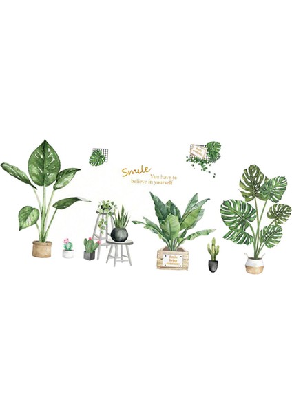 Yeşil Bitkiler Sticker Pvc Çıkarılabilir Çıkartmaları Oturma Odası Odası C (Yurt Dışından)